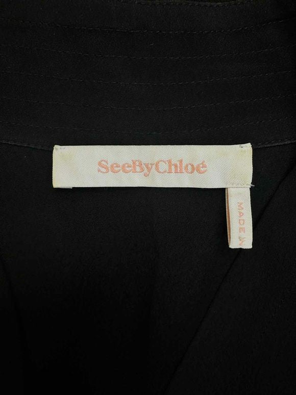 SEEBYCHLOE SEE BY CHLOE BUTTON UP BLACK TOP SIZE S