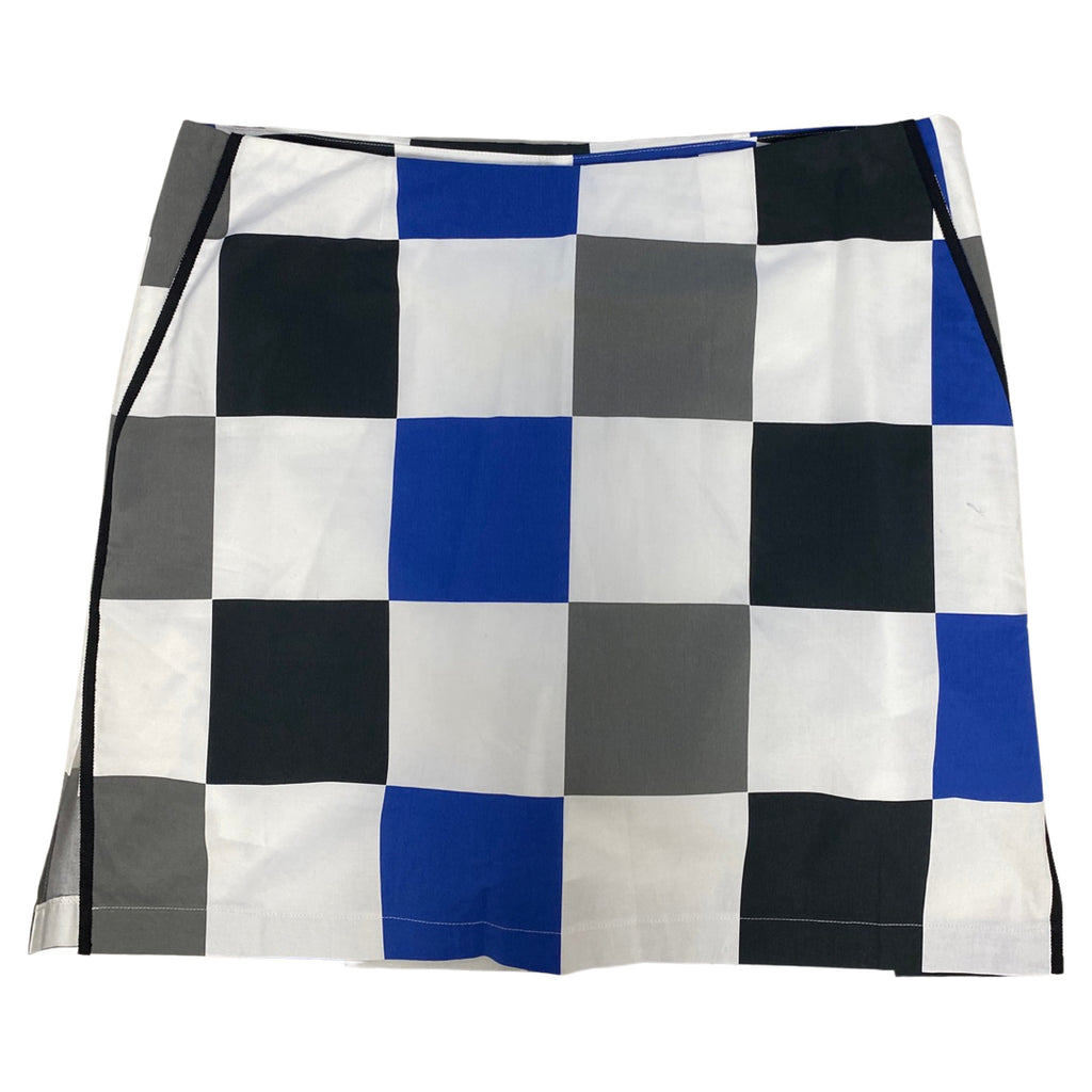 NWT! GOLFTINI BLACK/WHITE/BLUE HOLLYWOOD SQUARES CHECKERED SKORT SIZE 12 LONG