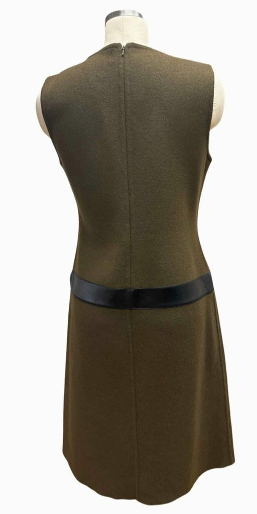 VALENTINO VINTAGE VALENTINE WOOL FELTED TIE WAIST BROWN DRESS SIZE 10