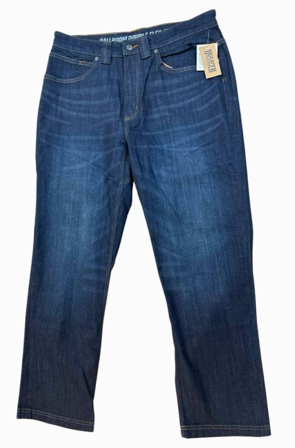 DULUTH TRADING NWT! BALLROOM DOUBLE FLEX RELAXED FIT DENIM JEANS SIZE 34/30