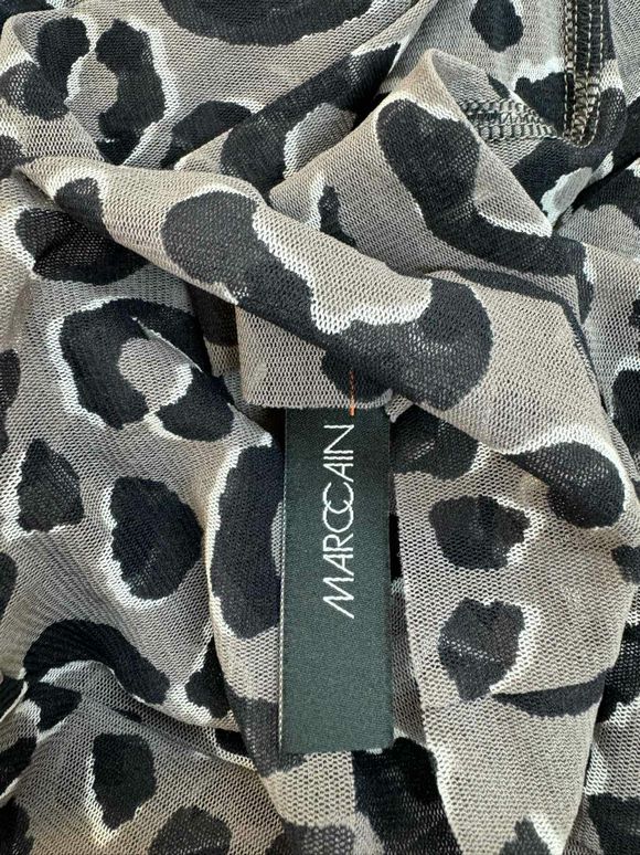 MARCCAIN NEW! LEOPARD PRINT MESH GRAY HIGH NECK TOP SIZE 1