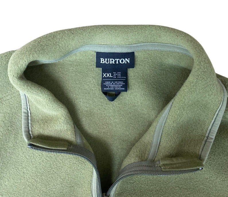 BURTON HEARTH FULL ZIP FLEECE OLIVE MJACKET SIZE XXLARGE
