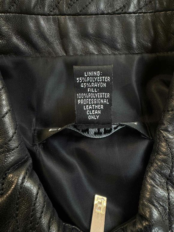 ELLEN TRACY TEXTURED LEATHER FULL ZIP BLACK JACKET SIZE 8
