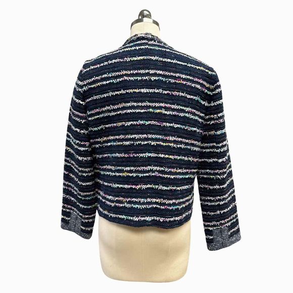 JCREW TWEED LADY JACKET OPEN FRONT NAVY BLAZER SIZE 10