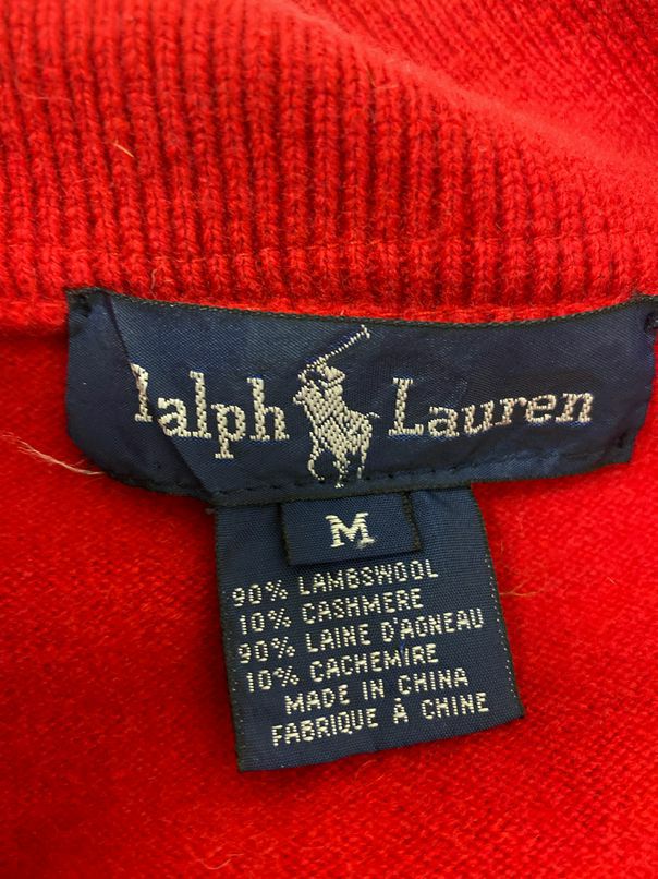 RALPH LAUREN RED LAMBSWOOL CASHMERE BLEND COLLARED TUNIC SWEATER SIZE MEDIUM