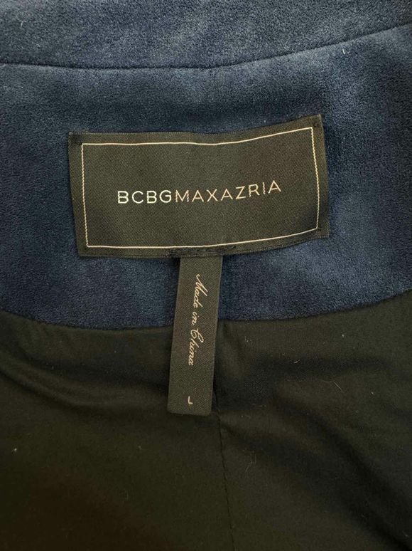 BCBG SUEDE MIX CROPPED LOGAN BLUE JACKET SIZE L