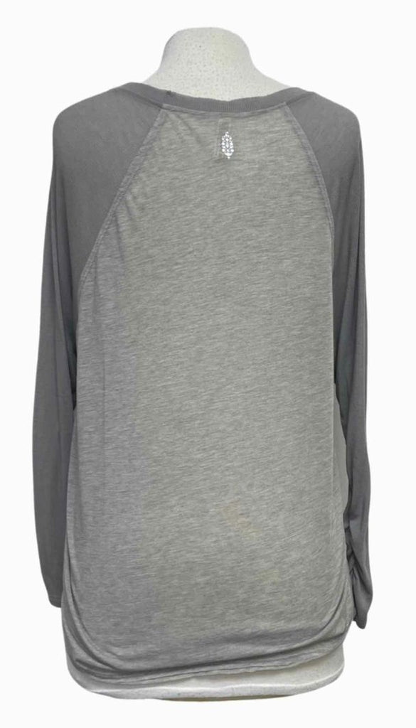 FP MOVEMENT ONE POCKET RIBBED LS GRAY TOP SIZE S
