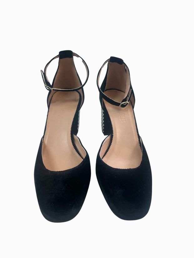 JCREW BLACK MAISIE STUDDED VELOUR BLOCK HEEL SIZE 9.5