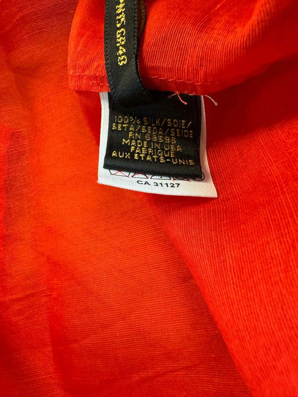 DONNA KARAN RAW SILK DROP SHOULDER SHEER BOXY CUT RED TOP SIZE 18