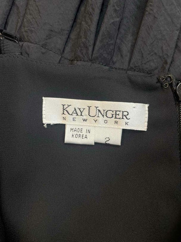 KAY UNGER FLORAL STRAPPY COCKTAIL BLACK  DRESS SIZE 2