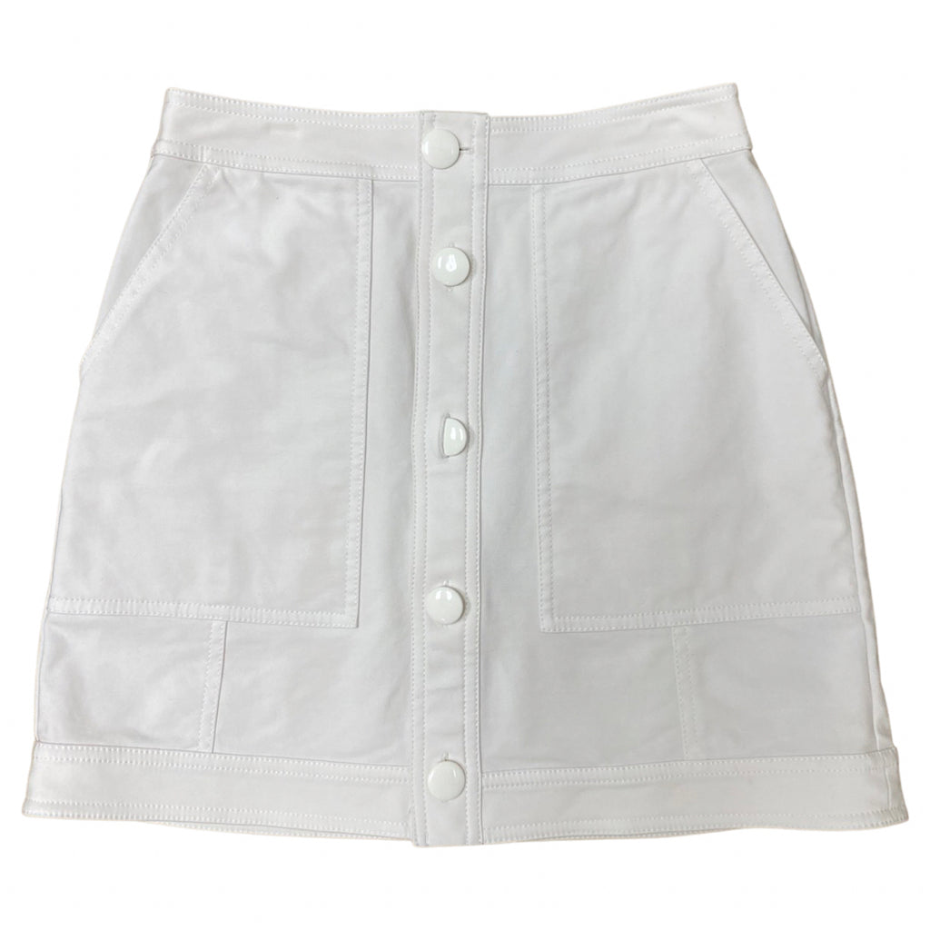 MARCIANO WHITE BUTTON FRONT PATCH POCKET MINI SKIRT SIZE 2