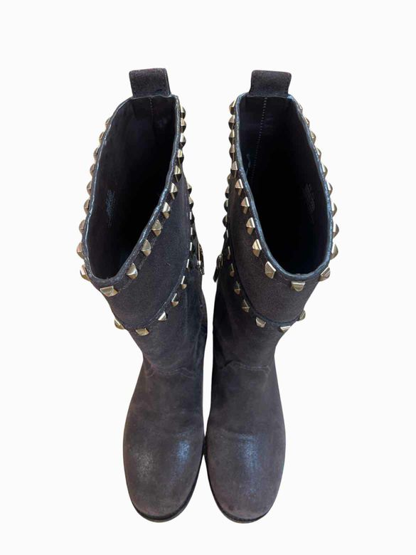 TORY BURCH BROWN SHAUNA DISTRESSED MID SHAFT BOOT