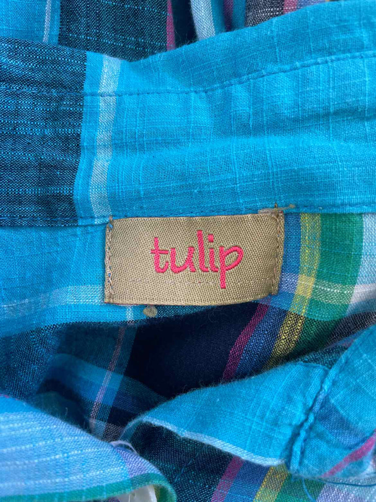 TULIP CLOTHING 100% COTTON LAGENLOOK OVERSIZED BUTTON DOWN BLUESTUNIC TOP SIZE S