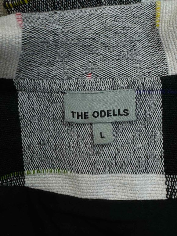 ANTHROPOLOGIE THE ODELLS 100% COTTON BLACK/WHITE TOPPER JACKET IN CAIRO PLAID SIZE  L
