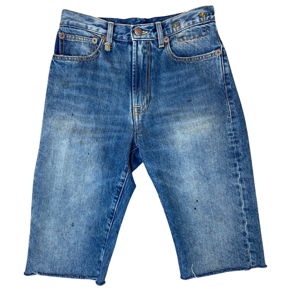 R13 AXL DISTRESSED DENIM SHORTS IN CARLTON WASH SIZE 25