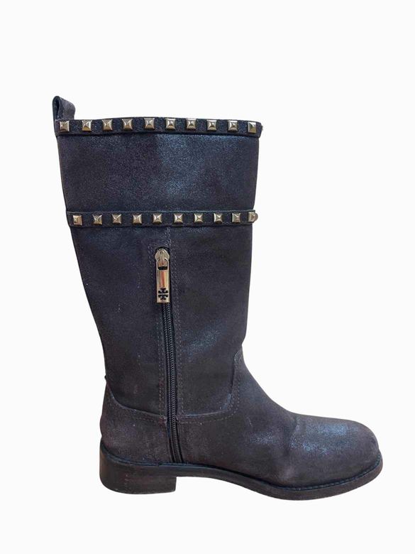 TORY BURCH BROWN SHAUNA DISTRESSED MID SHAFT BOOT