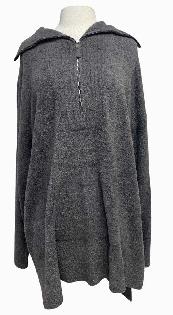 BAREFOOT DREAMS COZY CHIC HALF ZIP TUNIC CHARCOAL TOP SIZE 3X