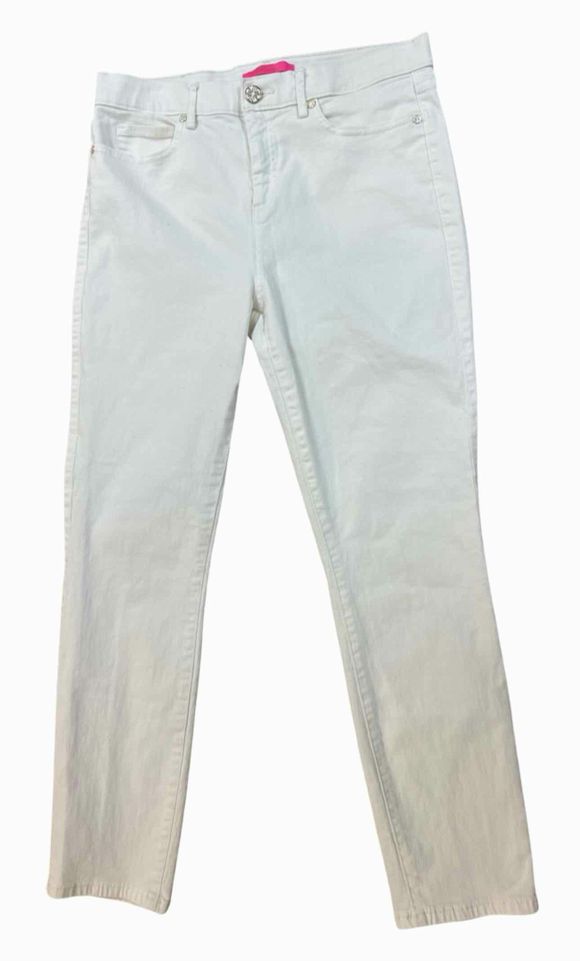 LILLY PULITZER 004385 OCEAN HIGH-RISE SKINNY WHITE PANT SIZE 10