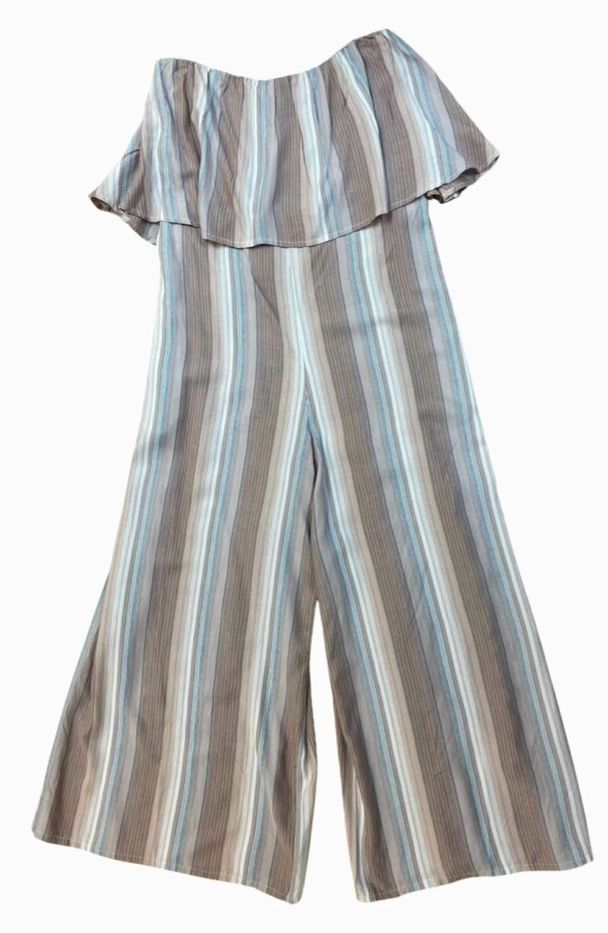 L*SPACE NWT! STRAPLESS PAULINA WHITE/BROWN JUMPSUIT SIZE M