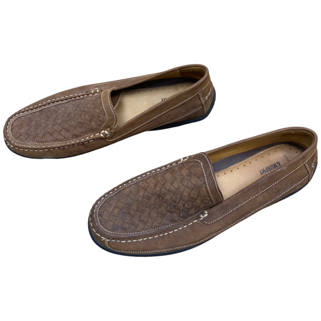 JOHNSTON & MURPHY BROWN WOVEN  LEATHER LOAFERS SIZE 11.5