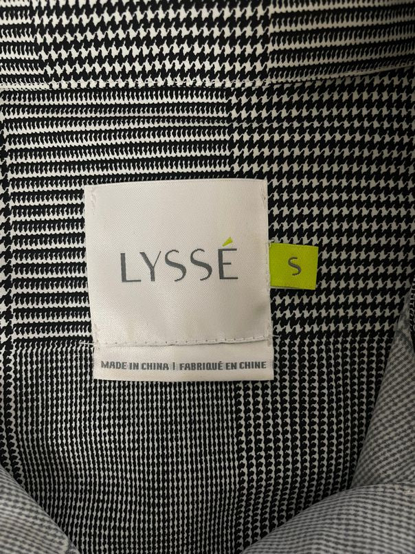 LYSSE SCHIFFER 4-WAY STRETCH BUTTON DOWN IN CHECKED HOUNDSTOOTH TOP SIZE S