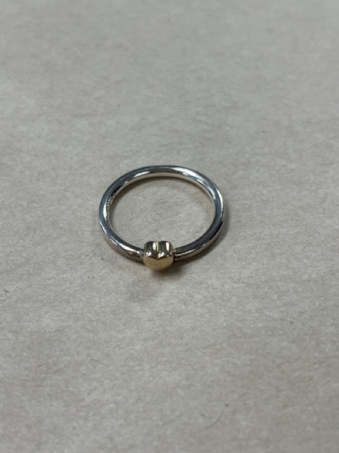 PANDORA TWO TONE GOLD HEART RING 6.5