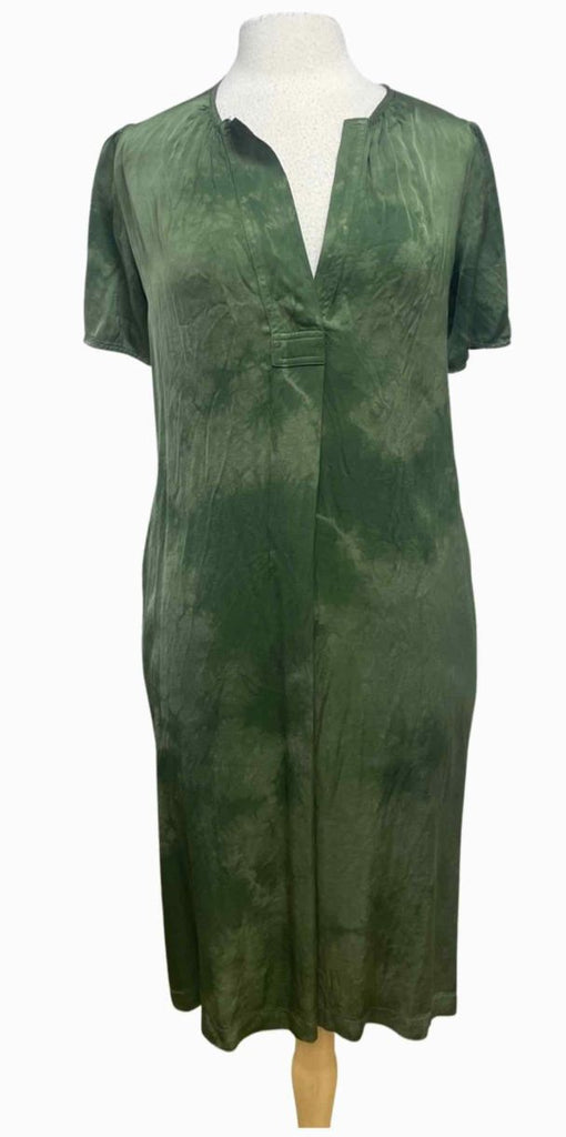 RAQUEL ALLEGRA ARMY CLOUDWASH MATTE SATIN LILAKOI ARMY GREEN DRESS SIZE 0