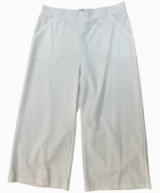 SYMPLI LUX PONTE NU WIDE LEG CROP WHITE PANT SIZE 8