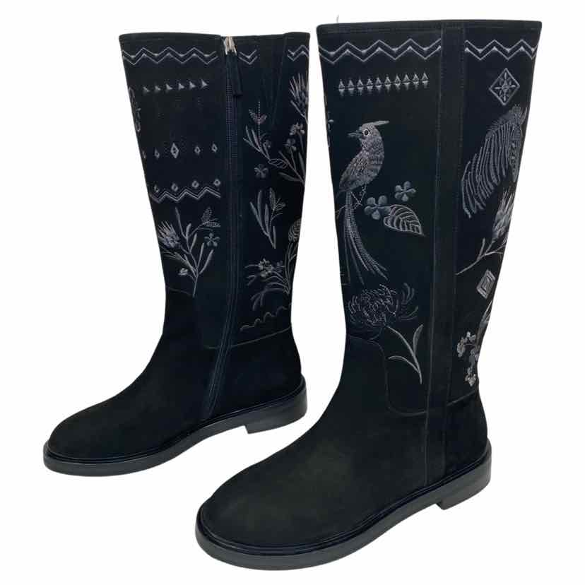 NIB! JOHNNY WAS BLACK WATIPASO EMBROIDERED TALL BOOTS SIZE 10