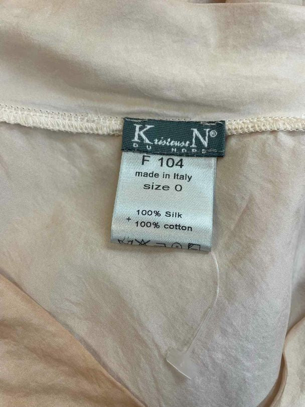 KRISTENSEN DU NORD 100% SILK PLEAT FRONT CAP SLEEVE CHAMPAGNE DRESS SIZE 0