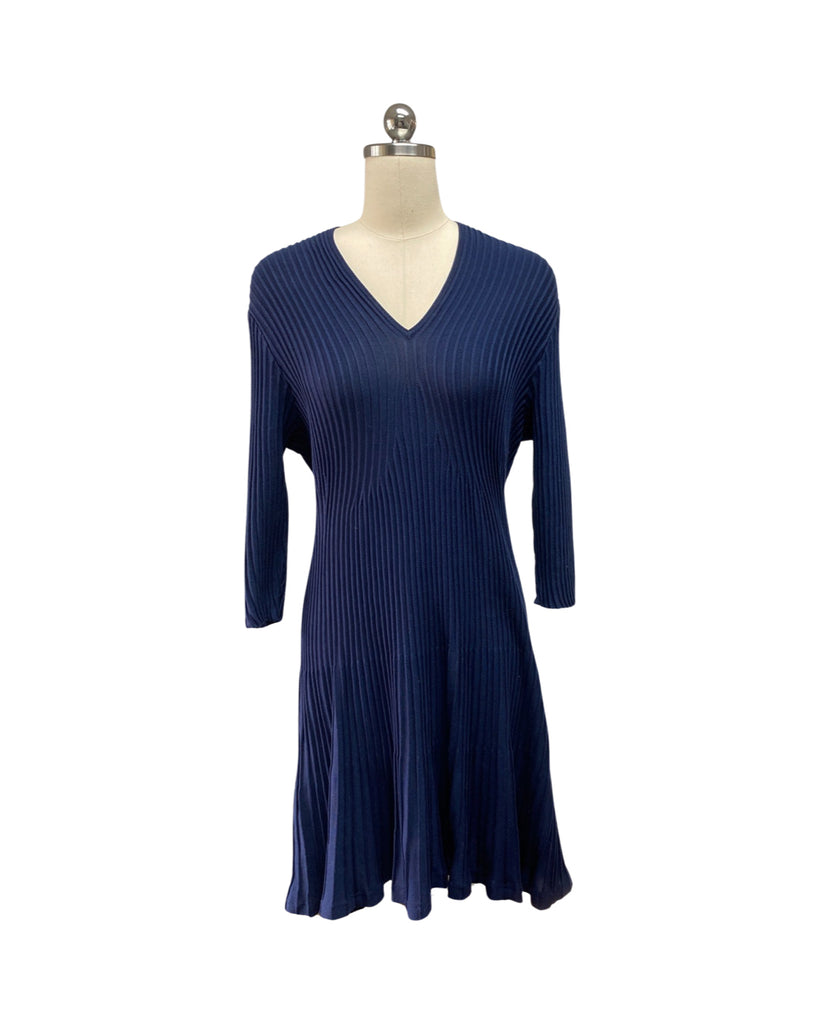 PERUVIAN CONNECTION NAVY BLUE JULIETTA ACORDIAN PLEAT DRESS SIZE XL