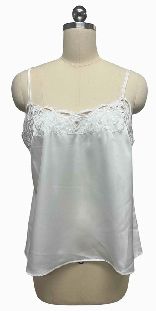 GREYLIN NWT! ISABELLA OPEN CUT WHITE EMBROIDERED CAMI SIZE L