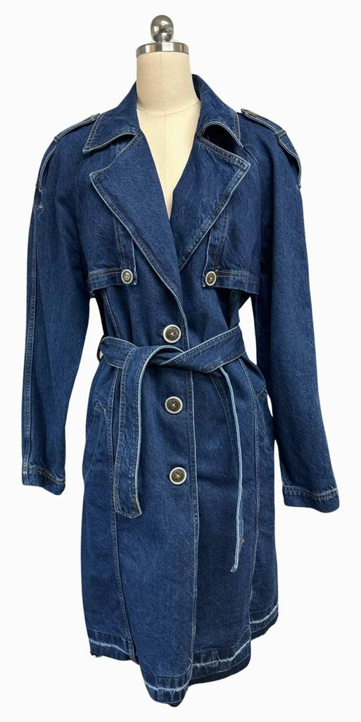 FREE PEOPLE DENIM TRENCH COAT SIZE L