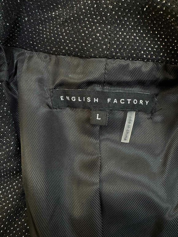 ENGLISH FACTORY SHIMMER TUXEDO BLACK BLAZER DRESS SIZE L