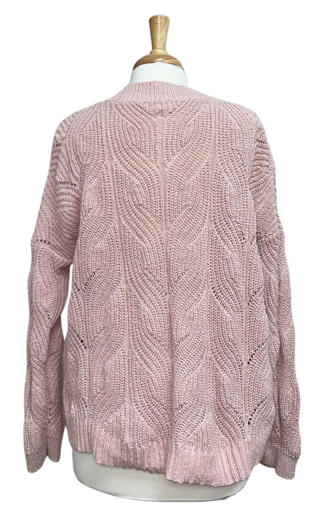 MADEWELL HILLVIEW CABLE KNIT BLUSH CARDIGAN SWEATER SIZE XL