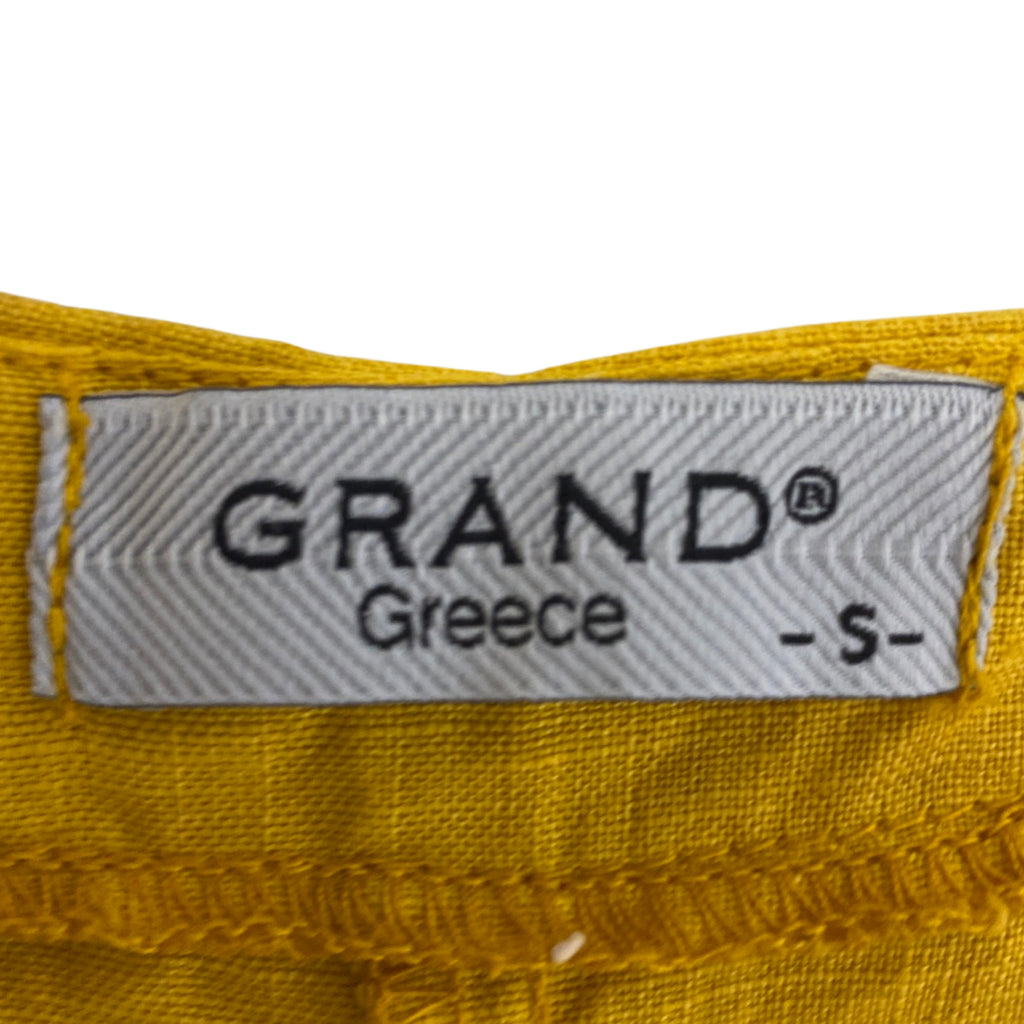 ANTHROPOLOGIE - GRAND GREECE GOLDENROD LINEN SLEEVELESS DRESS SIZE SMALL