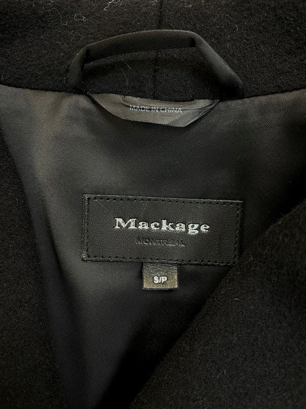 MACKAGE WOOL CASHMERE BLEND CROP DOUBLE BREASTED COATS BLACK SIZE S