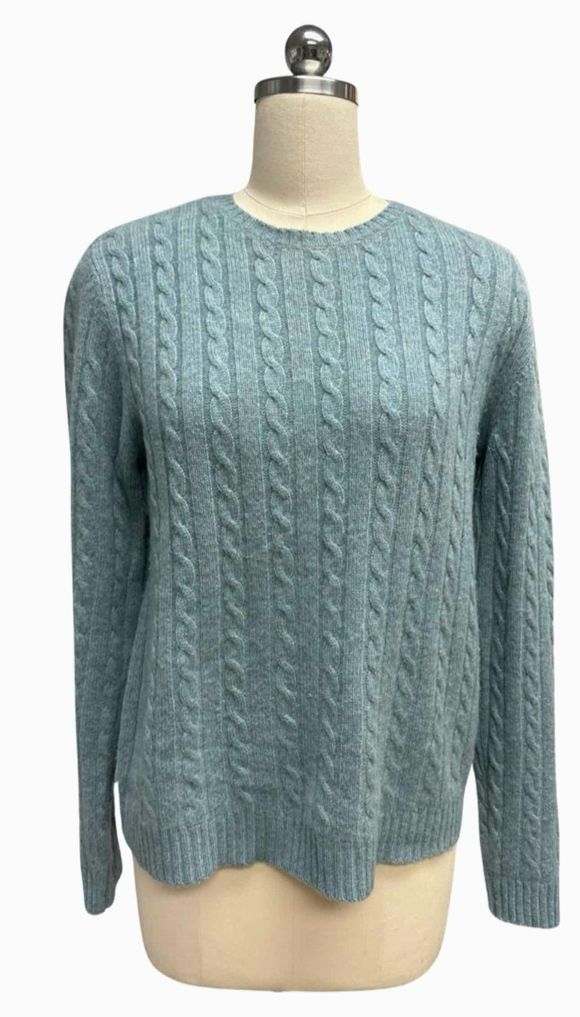 RALPH LAUREN CASHMERE CABLE GREEN KNIT SWEATER SIZE M