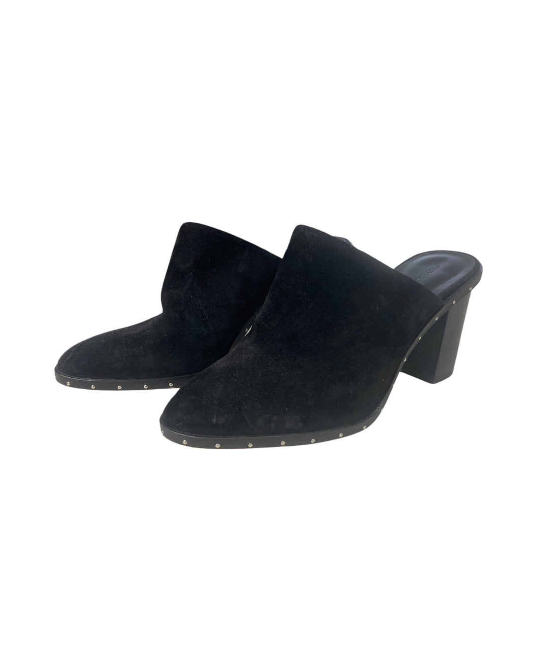 REBECCA MINKOFF BLACK SUEDE STUDDED CLOG SIZE 8.5