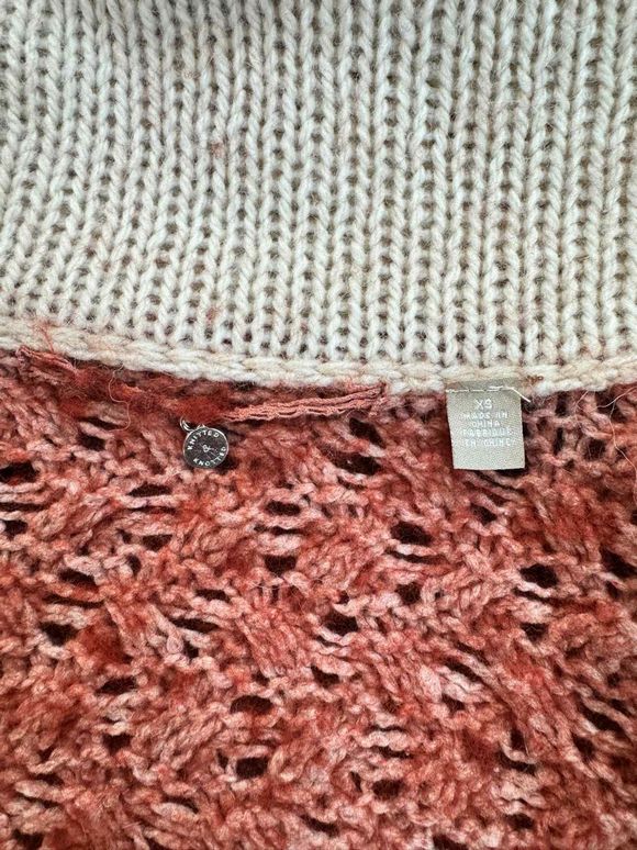 ANTHROPOLOGIE KNITTED & KNOTTED COWL NECK CROCHET BURNET ORGANE CARDIGAN SIZE XS