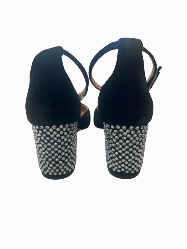 JCREW BLACK MAISIE STUDDED VELOUR BLOCK HEEL SIZE 9.5
