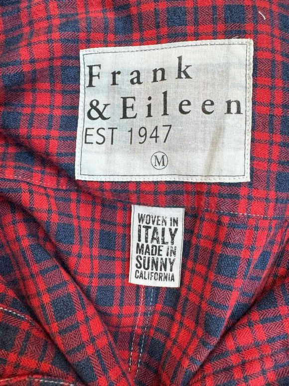 FRANK & EILEEN BARRY TAILORED FLANNEL RED/NAVY SHIRT SIZE M