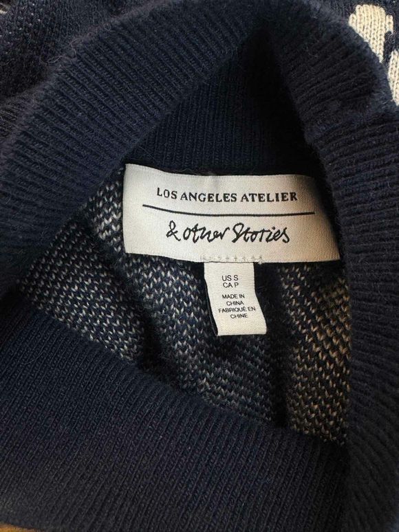 ANTHROPOLOGIE & OTHER STORIES SPLIT HEM TURTLENECK NAVY SWEATER SIZE S