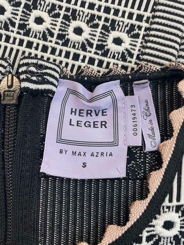 HERVE LEGER X MAX AZRIA BANDAGE MOD WHITE/BLACK DRESS SIZE S