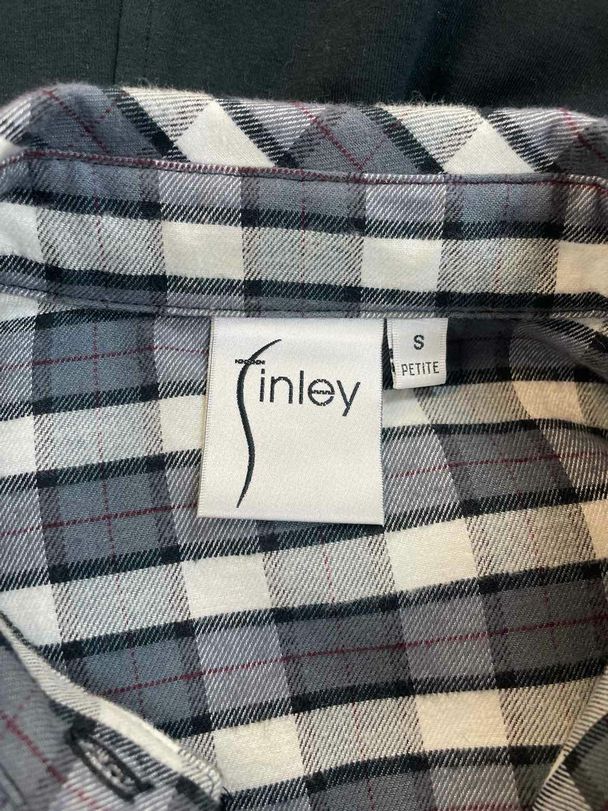 FINLEY CASEY FLANNEL BUTTON DOWN GRAY/WHITE SHIRT DRESS SIZE S