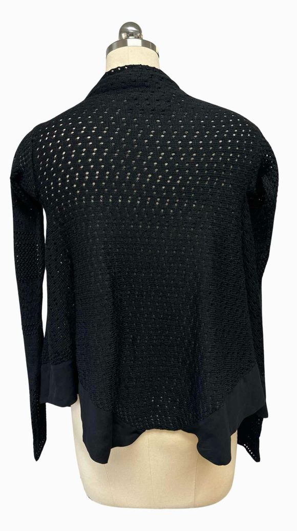 GARY GRAHAM LACE & KNIT DRAPED OPEN BLACK CARDIGAN SIZE S