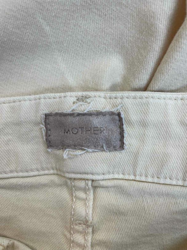 MOTHER PATCH POCKET BUTTON FLY FRAY HEM SUNDRESS PALE YELLOW PANTS SIZE 26