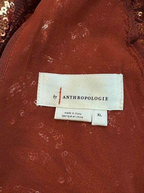 ANTHROPOLOGIE OB1404119 CUT-OUT FLORAL BRICK SEQUINS TOP SIZE XL