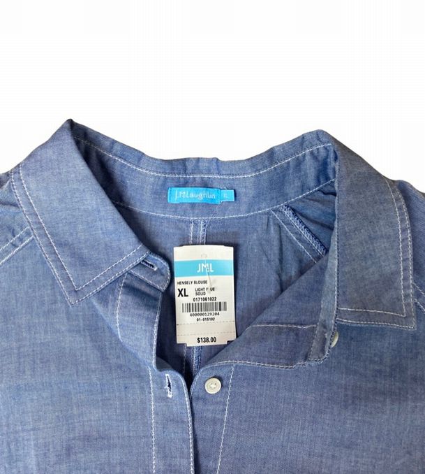 J MCLAUGHLIN HENSELY BLOUSELIGHT BLUE WTOP SIZE XL