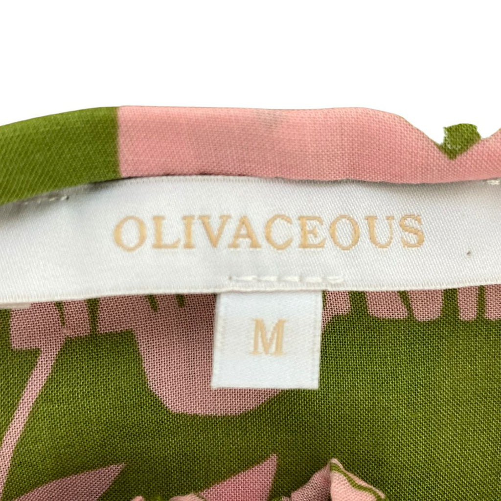 OLIVACEOUS PINK/GREEN PATTERNED PALAZZO PANTS SIZE MEDIUM